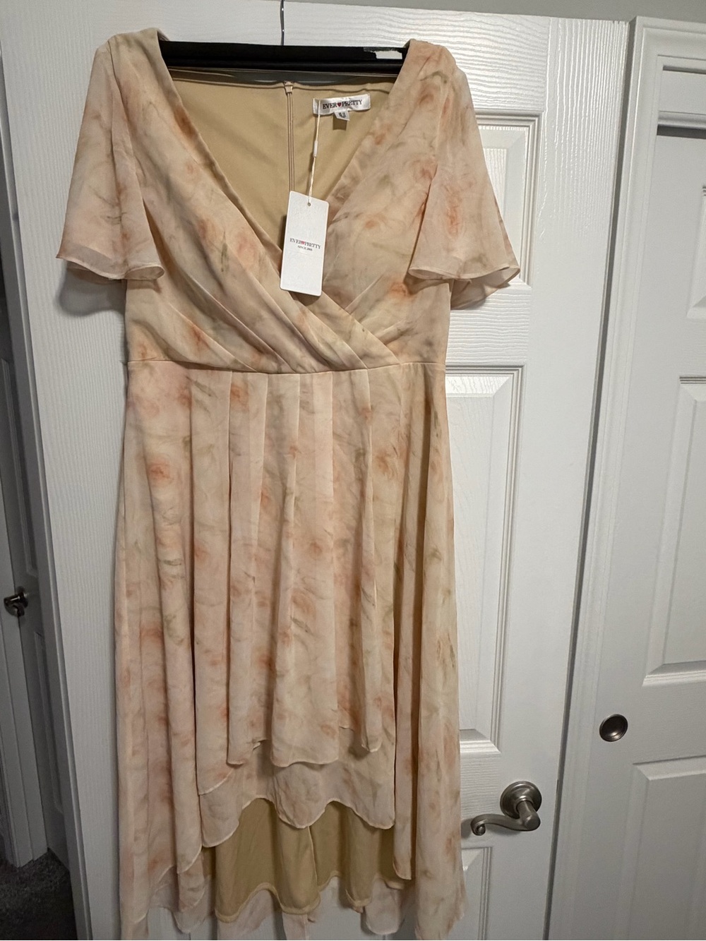 Ever Pretty Peach Floral High-Low Wrap Dress